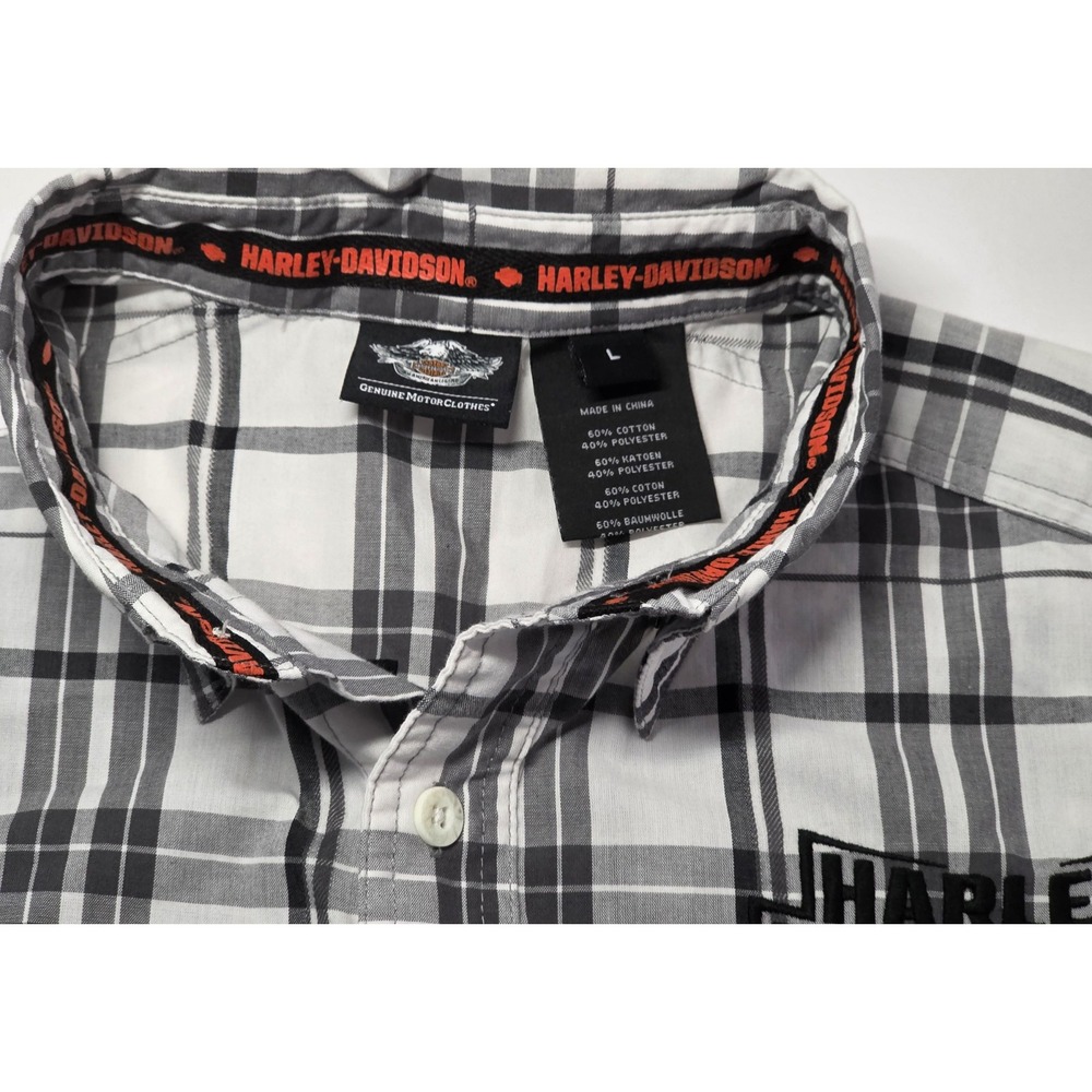 Harley Davidson Mens Size L Embroidered Short Sleeve Button Down Shirt‎ - Picture 7 of 12